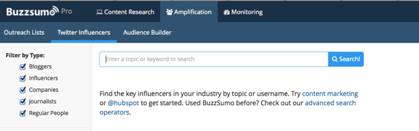 Search for high-profile prospects with BuzzSumo.