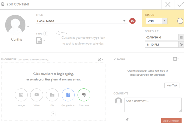 Edit content in CoSchedule.