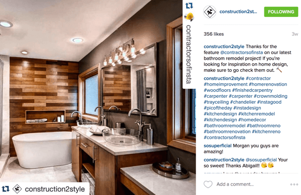 Reposting photos from other users on your account is a great way to develop relationships with them and share interesting images with your followers.